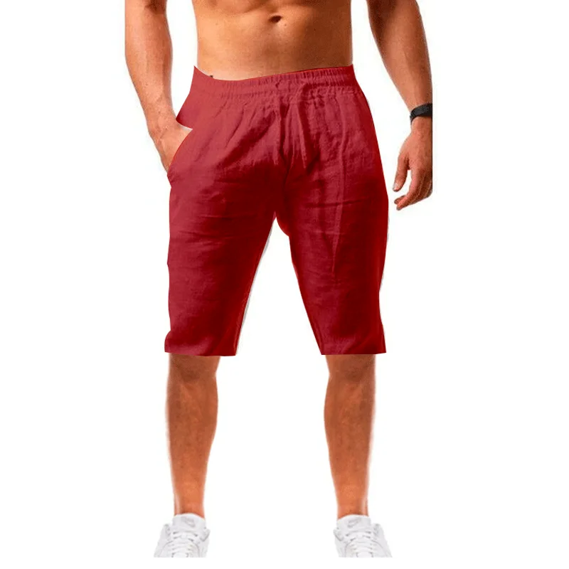 Ttrend-pantalones cortos de algodón y lino para hombre, Shorts deportivos de ocio para correr en la playa, novedad