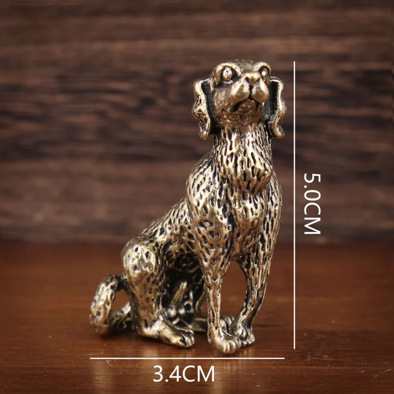 Antique Bronze Desktop Decoration Bulldog Shar Pei Solid Copper Zodiac Tea Ornaments Brass Poodle