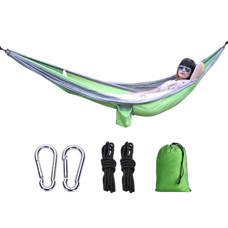 Camping Hammock Outdoor Portable Light Hanging Chair Camp Out Single and Double Parachute Cloth Color Matching Swing Hammock