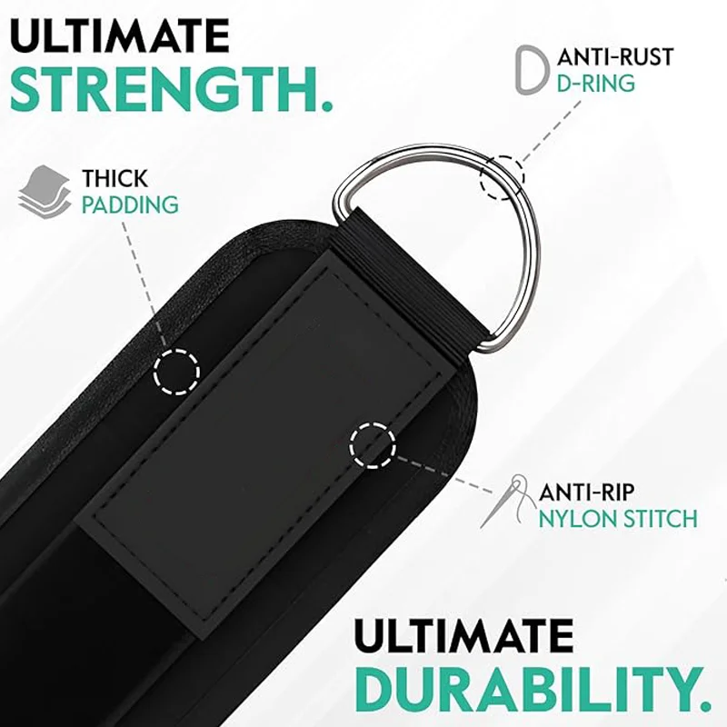 Slim Ankle Strap Suitable for Cable Machines, Ankle Strap for Kickbacks, Glute Muscles, Glute Exercises, Leg Extensions, Men's and Women's Leg Curls, Adjustable with Double D-Rings