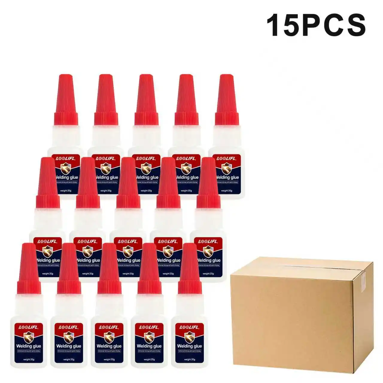 Superlijm transparant 1-sterke lijm sneldrogende cyanoacrylaatlijm, geschikt voor hout, rubber, leer, kunststof, doe-het-zelf.