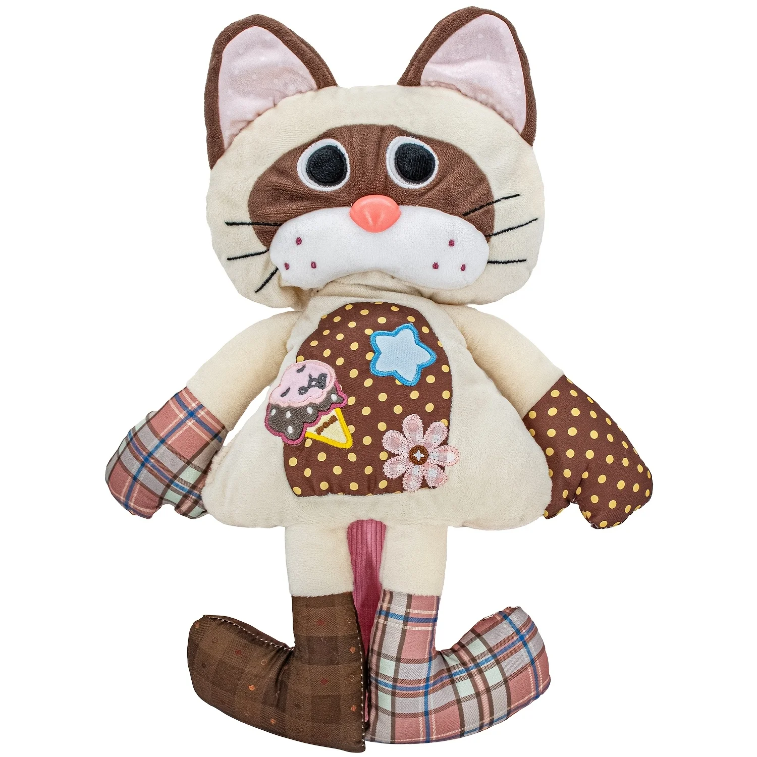 1 pièce, protège-tête de club de golf en peluche avec motif patchwork représentant un chat, taille adaptée aux clubs de fairway, protège-tête de club de bois doux et moelleux, style animalier de dessin animé mignon.