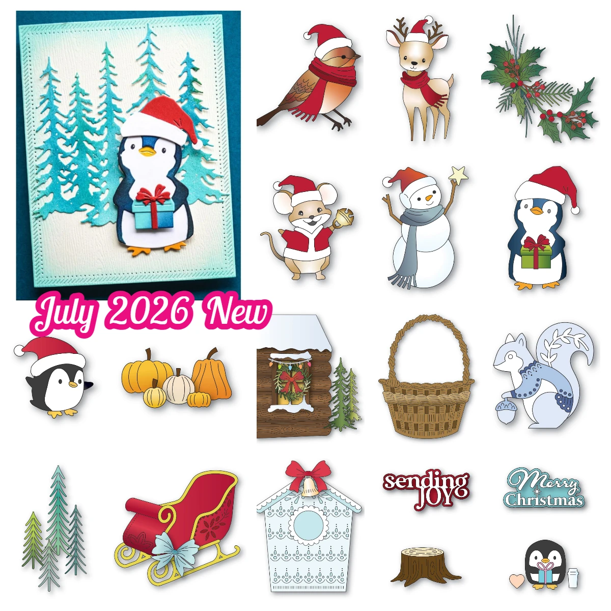 Benson Mouse Snowman Christmas Fresh Poinsettia Bundle Pumpkin Patch Metal Cutting Dies for DIY Handmade Scrapbook July 2026 New