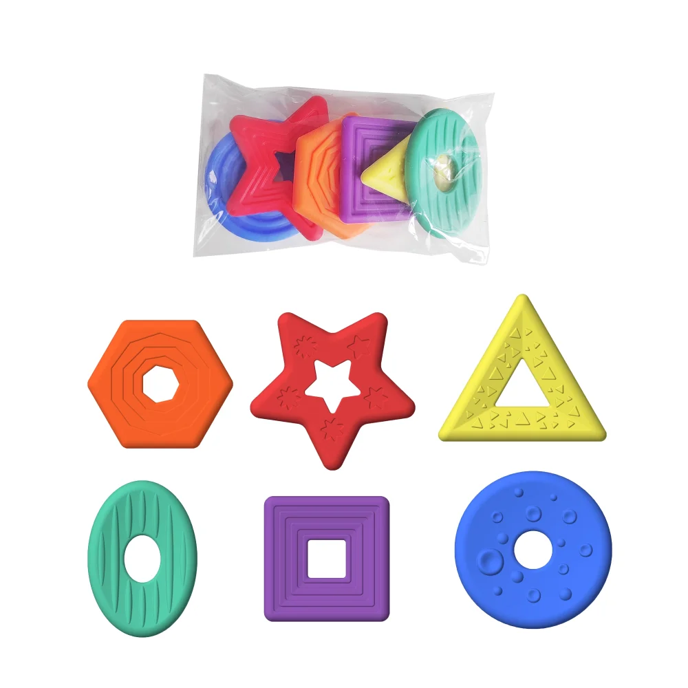 

6PCS/set Textured Soft Worry Stone Fidget Toy Silicone No Noise Children Sensory Stone Creative Relaxing Textured Worry Rocks