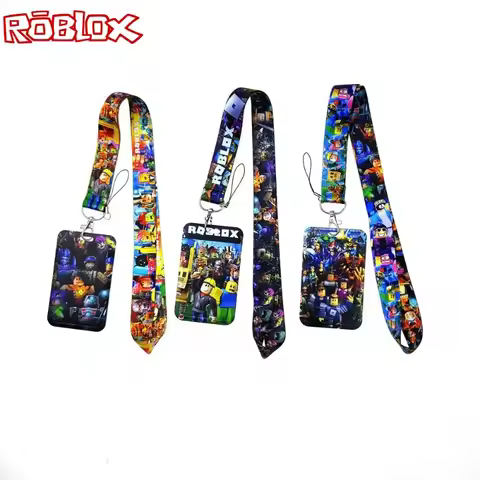 Roblox Mobile Phone Lanyard Card Holder Key Accessory Bus Cards Student Card Anti-loss Hard Shell Cards Holder Decorative Items