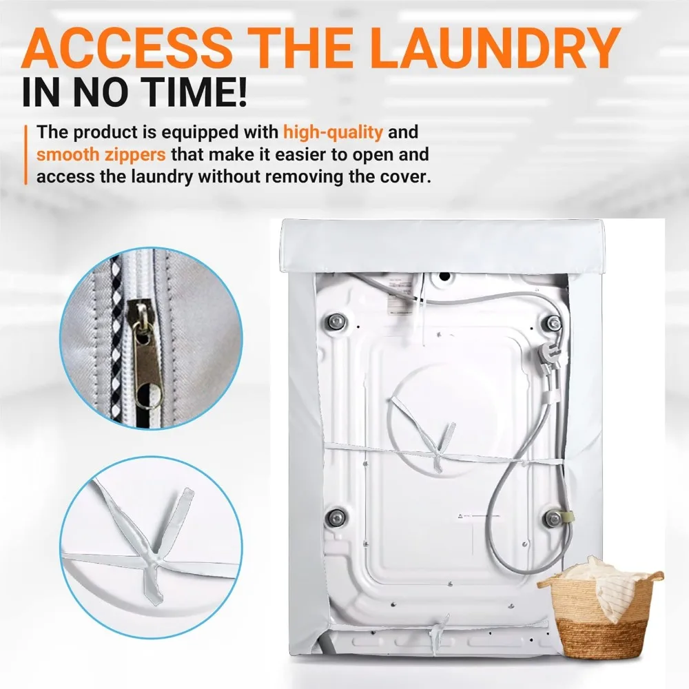 Capa de arruela de carga superior de 2 peças, prata, 29 x 28 x 43 polegadas - proteção externa durável