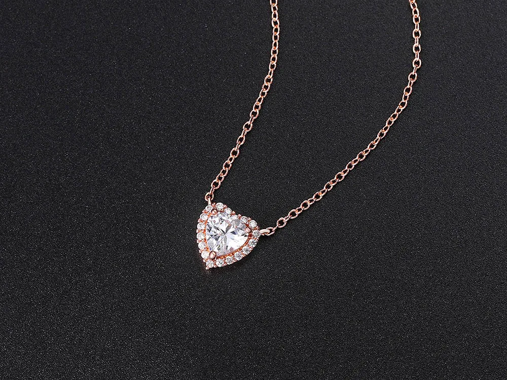 Glitzernde Mehrfarbige Kristallherz-Anhänger-Halsketten für Frauen Romantischer Geburtsstein Zirkon Hochzeitskette Choker Trendschmuck – Detail 8