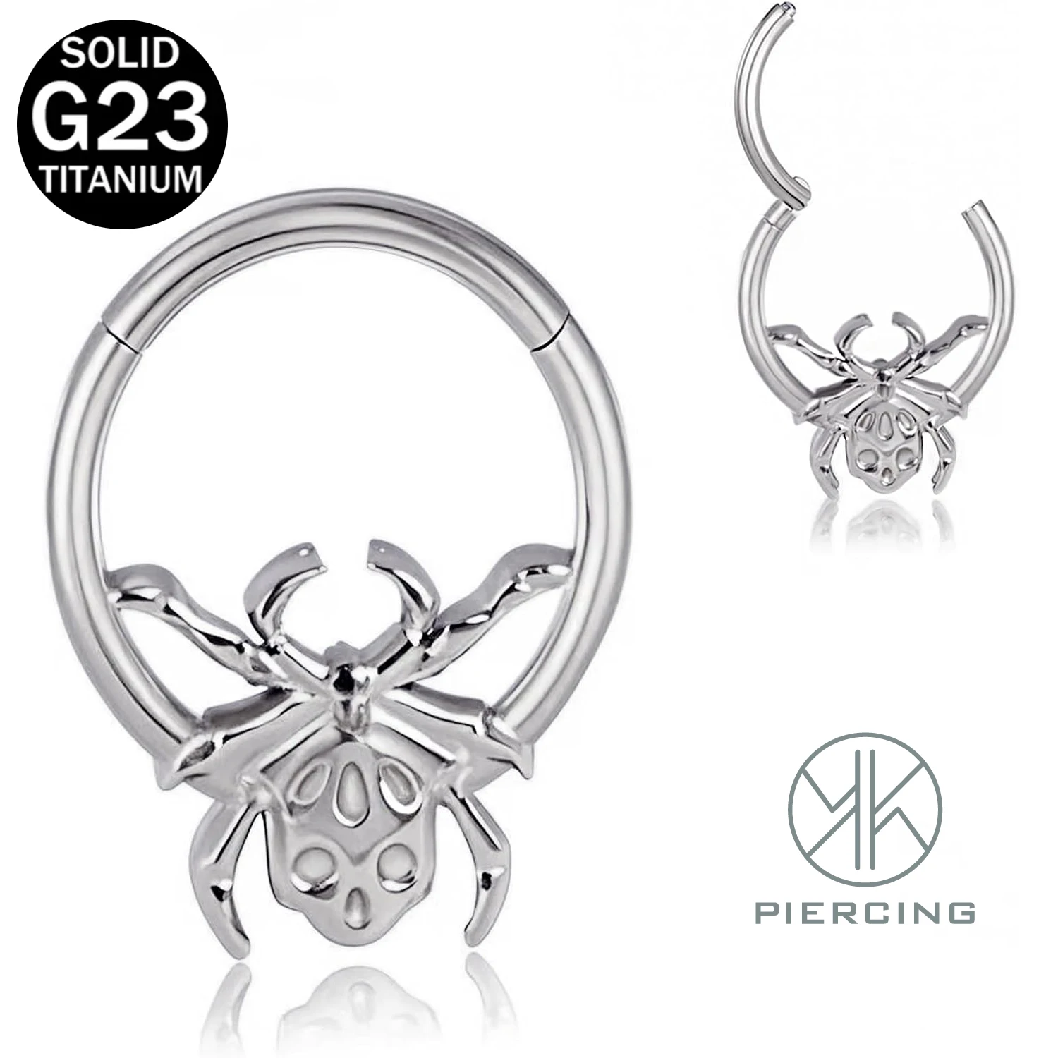 16G 8mm Spider Bat Spider Net Anéis de Septo Anéis de nariz de titânio Cartilagem Clicker Hoop Brincos Anéis de Piercing para mulheres homens