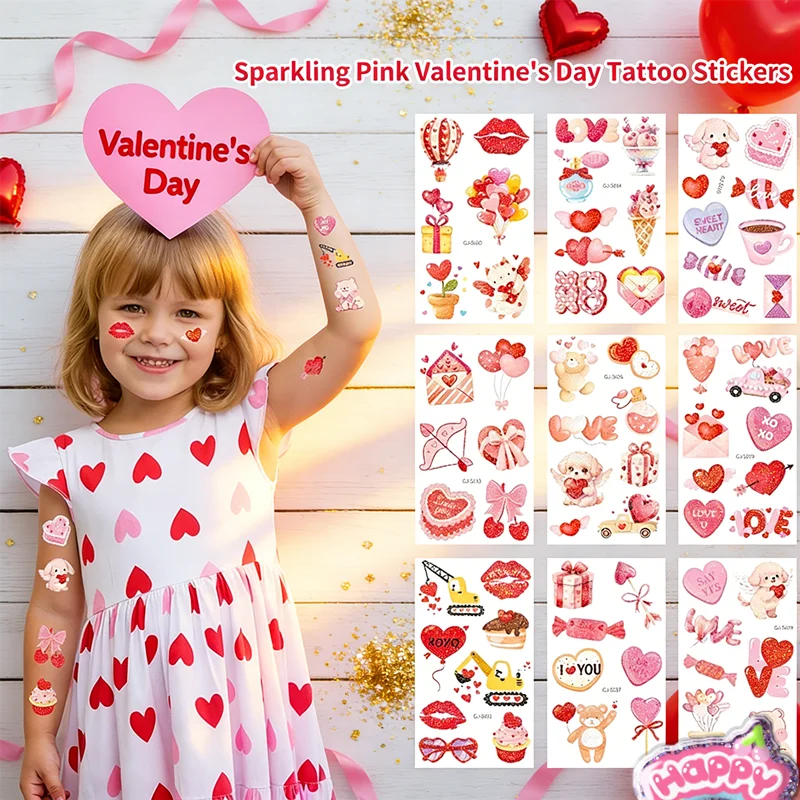 

Призрачные милые тематические татуировки на День святого Валентина, 12 листов, милые наполнители для сумок для подарков для друзей и детей, празднование Дня святого Валентина