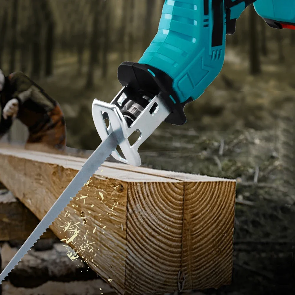 اللاسلكي الكهربائية الترددية المنشار الخشب المعادن قطع المنشار ليثيوم أيون صابر المنشار المحمولة أداة السلطة مع 2 بطارية 4 قطعة شفرات