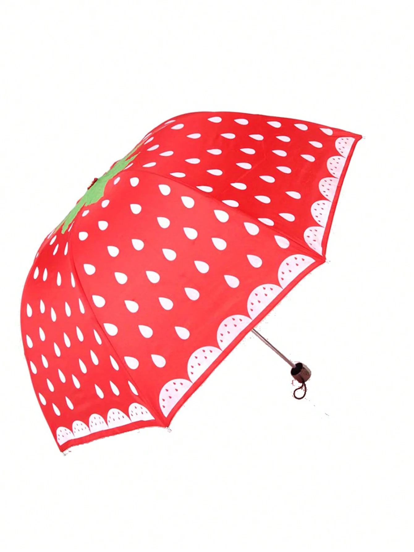 Cute Strawberry Pattern Folding Umbrella with High Density Waterproof Fabric Travel Umbrella