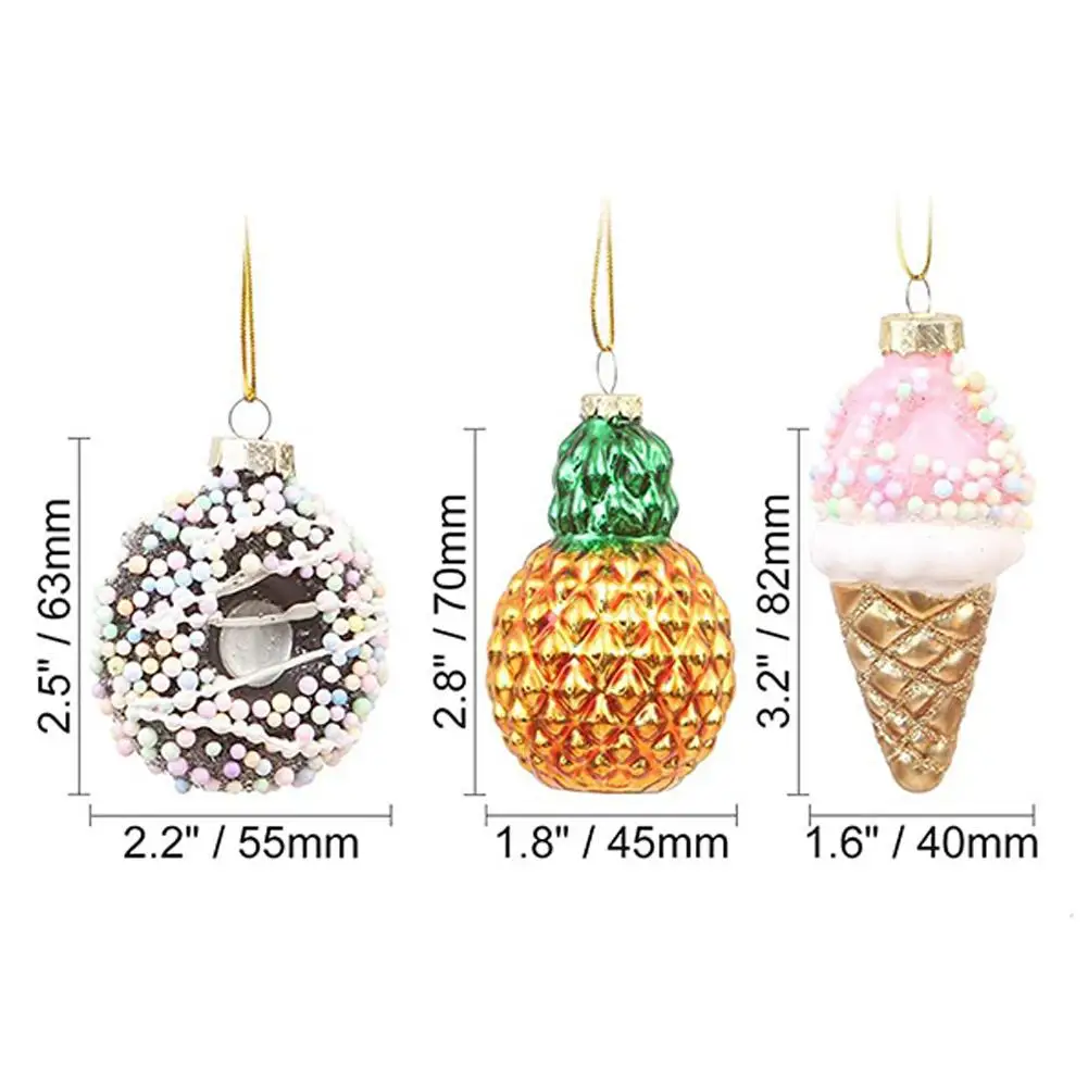 Pineapple Christmas Tree Toy Glass Fruit Baubles Christmas Tree Ornaments Decoration For Home New Year Decor Navidad 2024