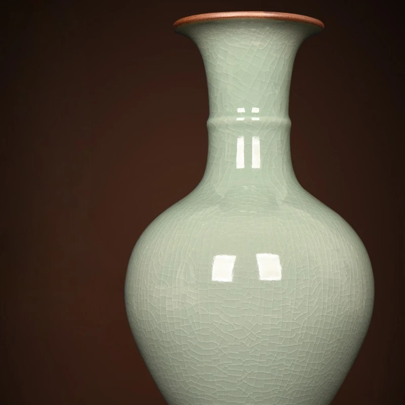 

Ceramics celadon vase antique Chinese living room TV cabinet flower arrangement decoration home porcelain vase