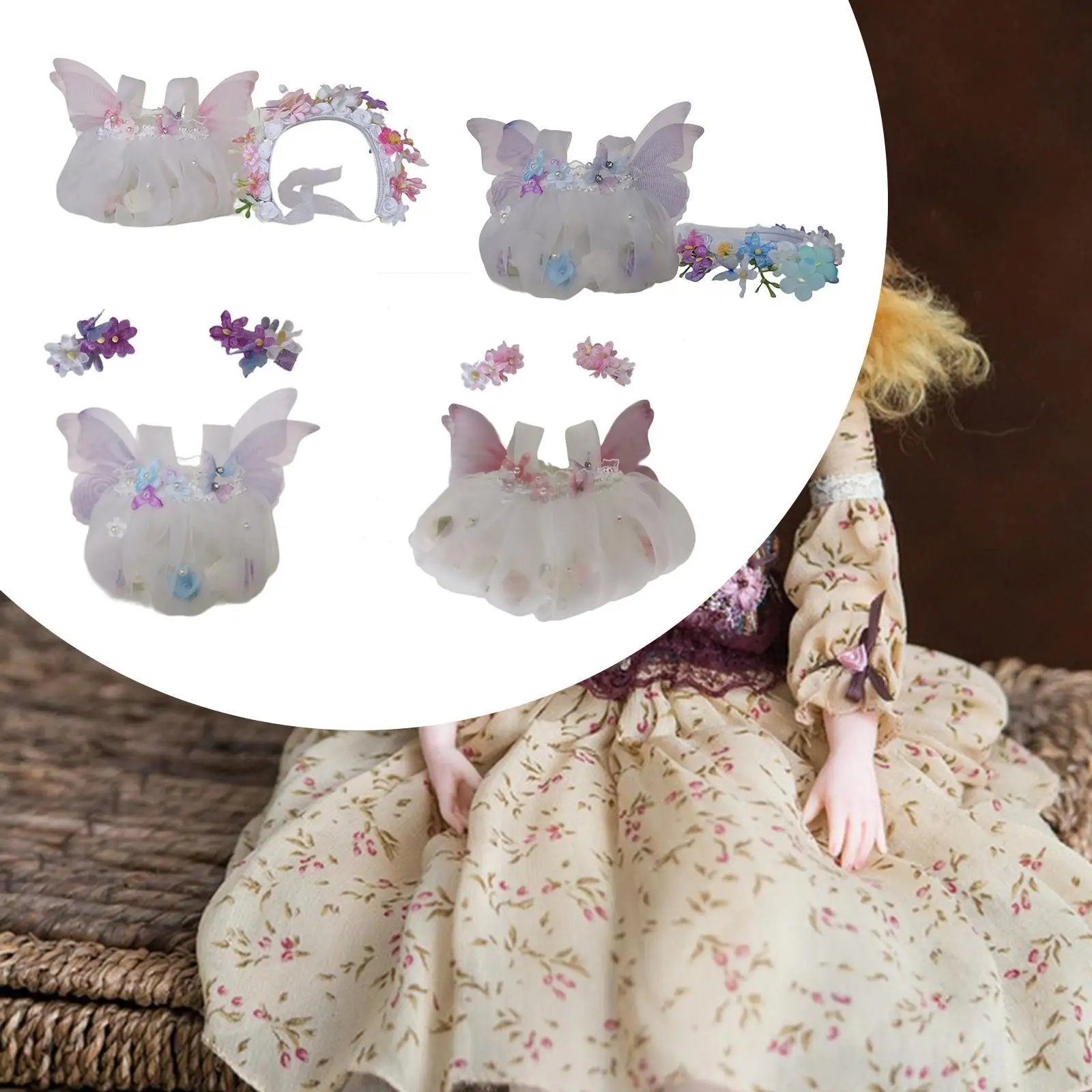 7.87inch Doll Clothes, Doll Accessories DIY Doll Toy, Fashion Comfortable Dress and Hair Clip Outifit Handmade Doll Clothes,