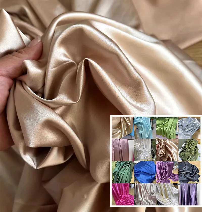 

Smooth Soft Satin Lining Fabric Fuchsia Burgundy Deep Red Caramel Wedding Decoration Backdrop Draping DIY Sew Couture Material