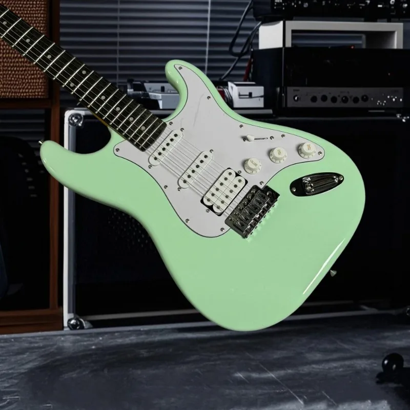جيتار كهربائي عناصر ساخنة شعبية خضراء فاتحة STS مع درع أبيض شحن مجاني SSH بيك اب 22 باس قوي #1