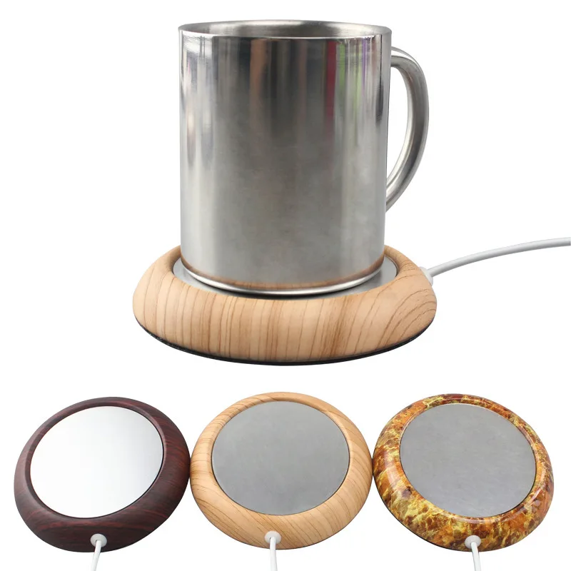 New ExoticusbHeating Coaster Coffee Transparent Cup Metal Base Constant Temperature Insulated Coaster in Stock