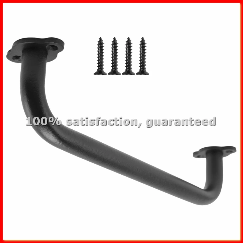 10 Inch Metal Industrial Pipe Wall Handrail - Pipe Barn Door Pull Handle, Staircase Steps Handrail, Indoor & Outdoor-A68X