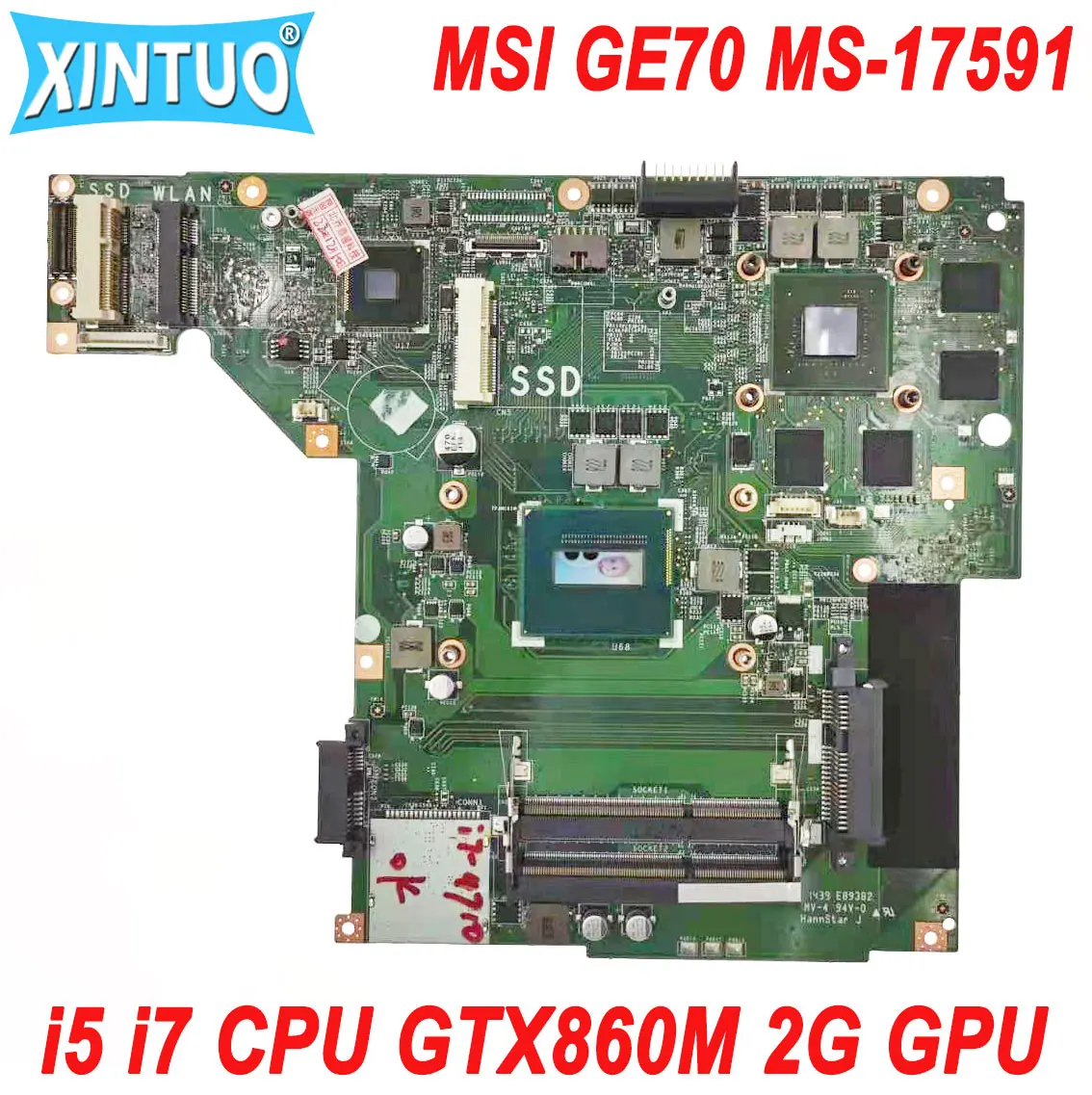 MS-17591 motherboard for MSI GE70 laptop motherboard with i5 i7-4th Gen CPU GTX860M 2G HM87 DDR3 100% test work