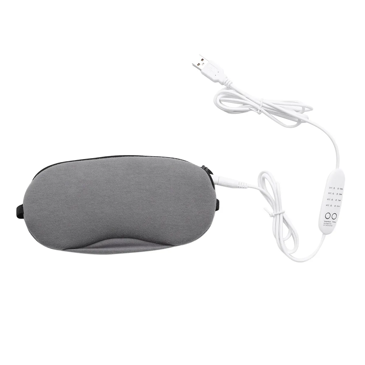 USB Heated Eye Mask Gray Steam Compress Blindfold for Eye Strain Relief Sleep Home Office Travel