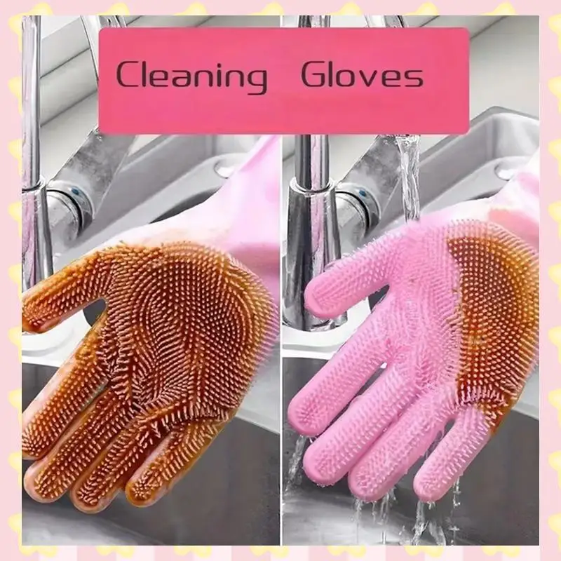 

AB51 10PCS Washing Cleaning Gloves Convex Point Silicone Multi Purpose Gloves For Pet Cleaning Kitchen Washing Tools