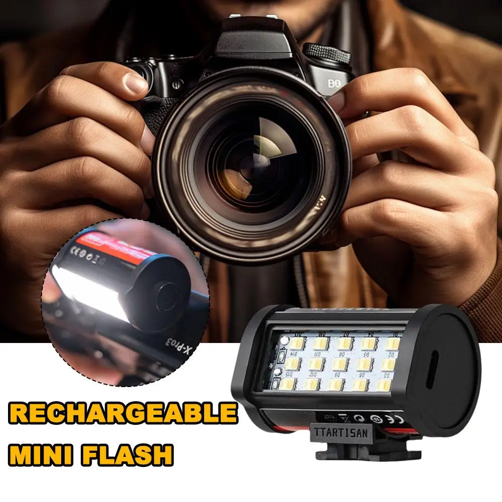 Mini Magnetic Flash With Cold Shoe Mount For Shooting Fill Light Night Scene Lighting USB Rechargeable 3W Portable Camera Flash