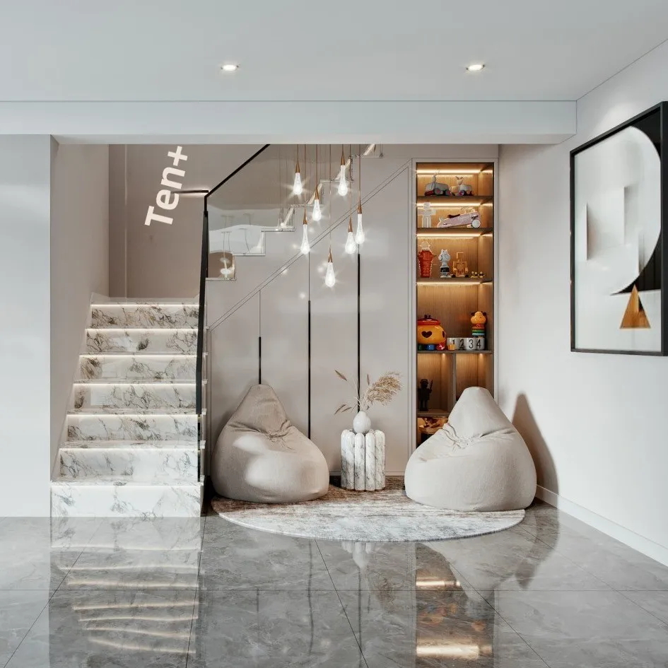 ^Customized Staircase Cabinet with Modern Minimalist Design for Storing Miscellaneous Items on the Stairs