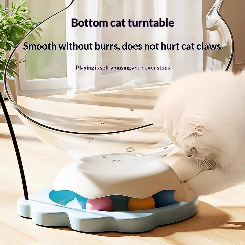 Juguete interactivo para gatos con bola giratoria y varita de plumas