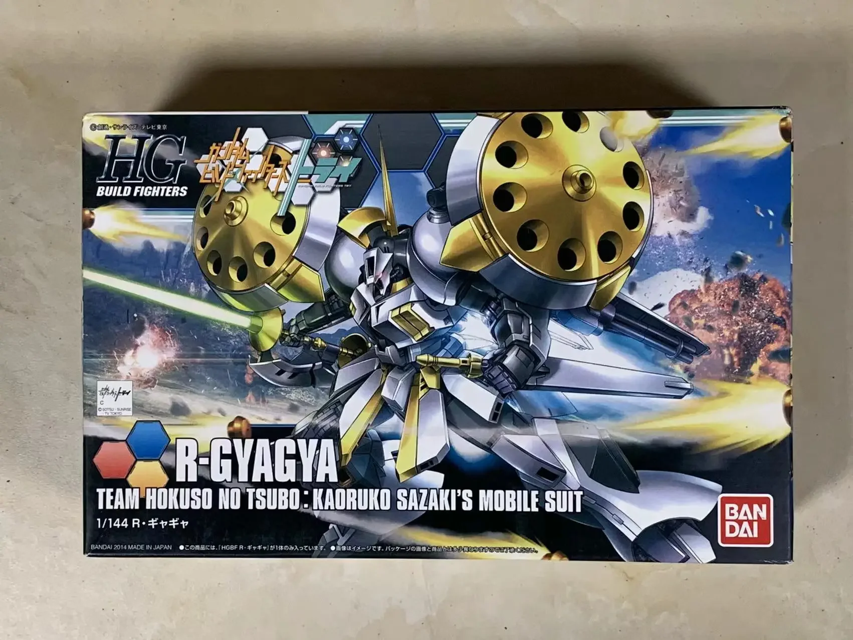 Dalam stok Bandai HG 1/144 GUNDAM BUILD Fighter coba AMX-104GG r-gyagya asli Anime Figure Model koleksi figur aksi anak laki-laki