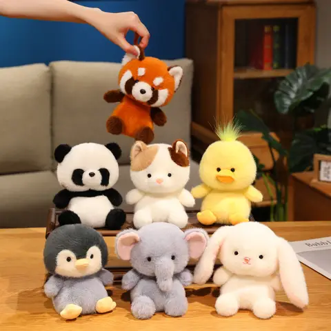 Cute Animal Kawaii Plush Toys Mini Penguin Rabbit Duck Elephant Cat Panda Raccoon Pillow Kids Christmas Birthday Gift Xmas Gift