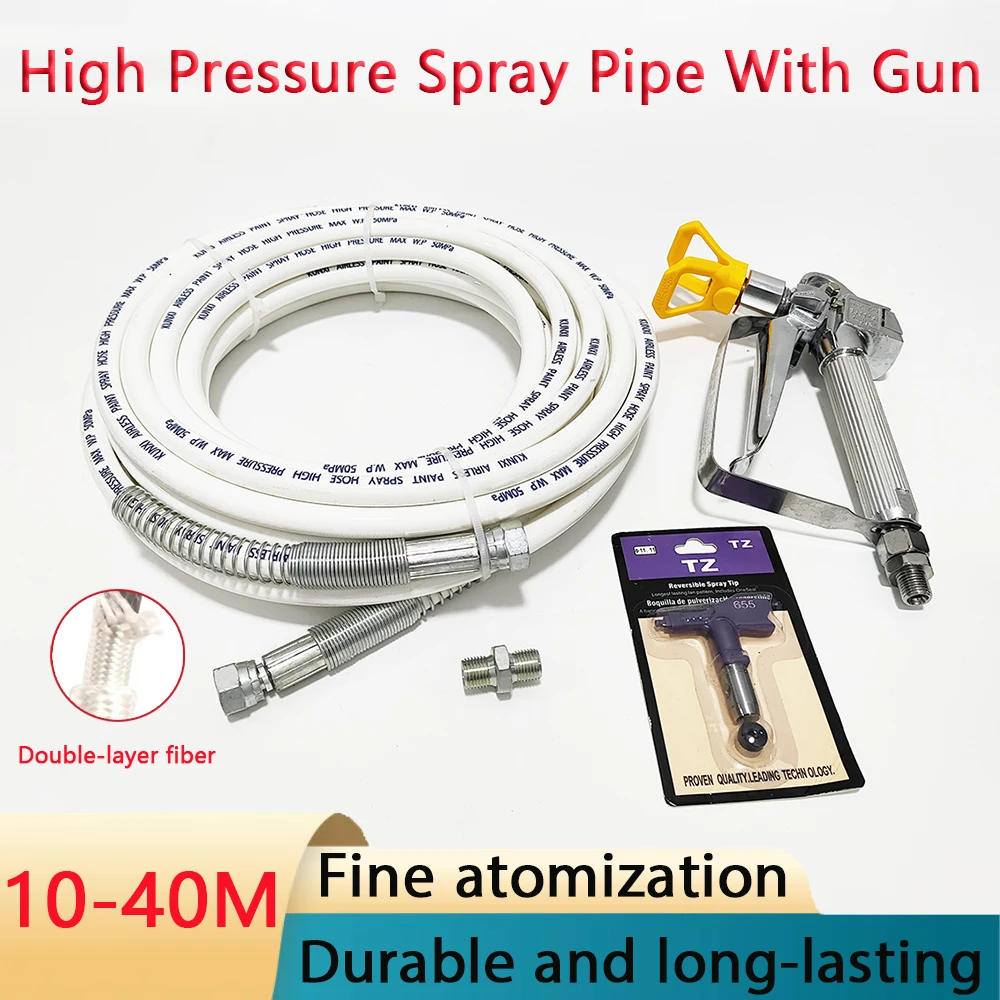 

7250PSI Airless Paint Spray Hose Kit Spray Gun 1/4 BSP High Pressure Double-Layer Fiber-Nylon Tube w/ 655 Tip and Tip Guard ﻿