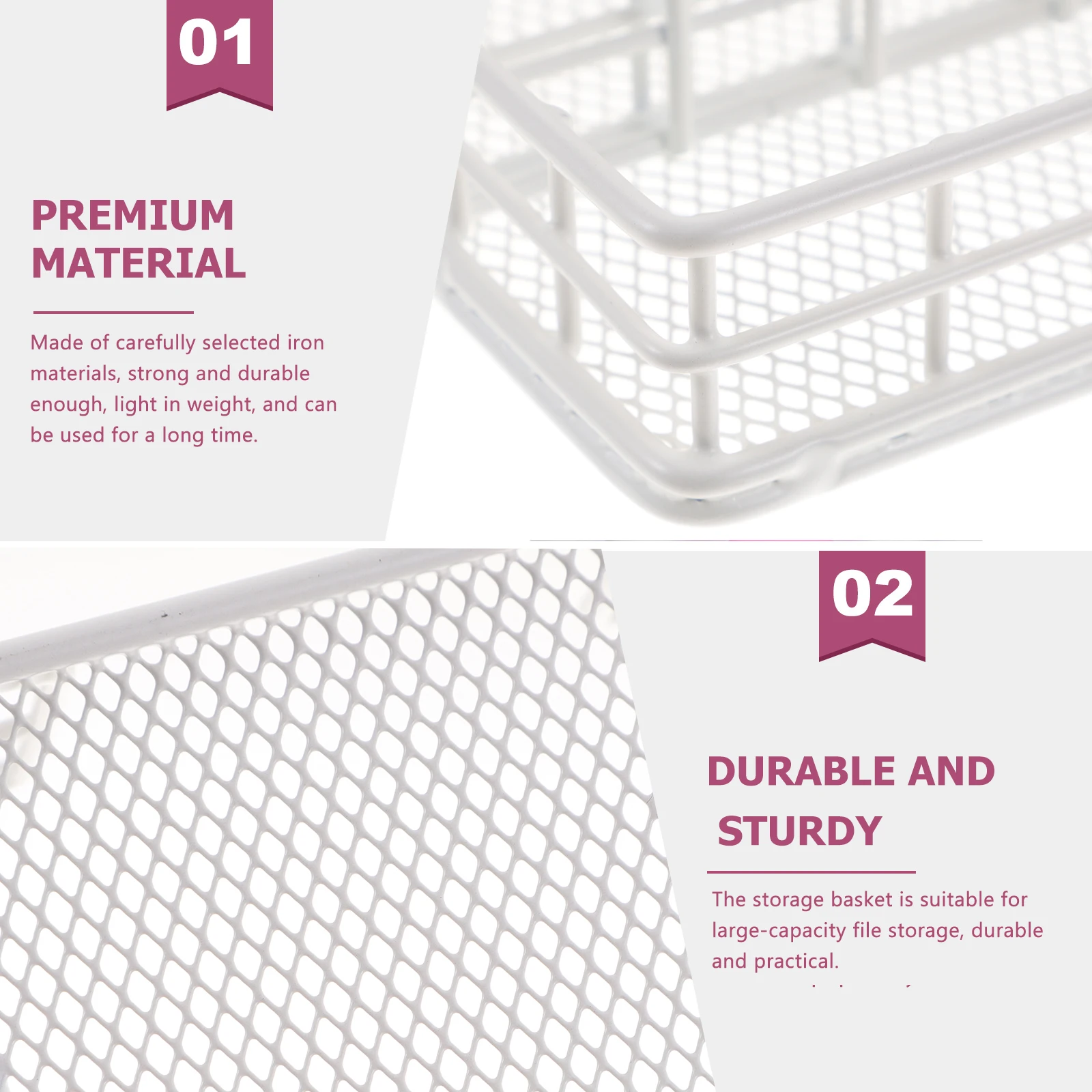 

Lightweight Desktop Stationery Holder Iron Storage Basket Multi- Organizer Shelf Pen Container For