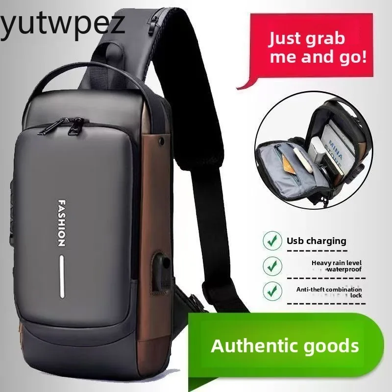 Motorcycle Riding Bag Outdoor Hiking Men Anti Theft Chest Bag Shoulder USB Charging Crossbody Cycling Sport Running Package Pack