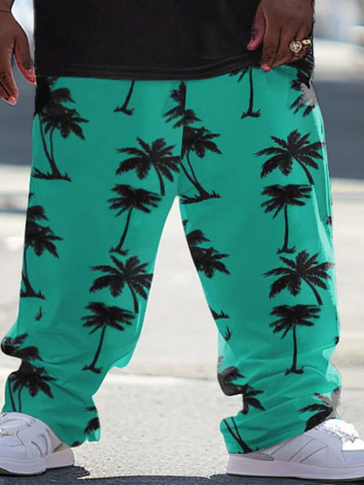 L-9XL Pants Plus Size Men Fashionable Personalized Hawaiian Graffiti Coconut Tree Print Casual And Comfortable Pants ZOOY