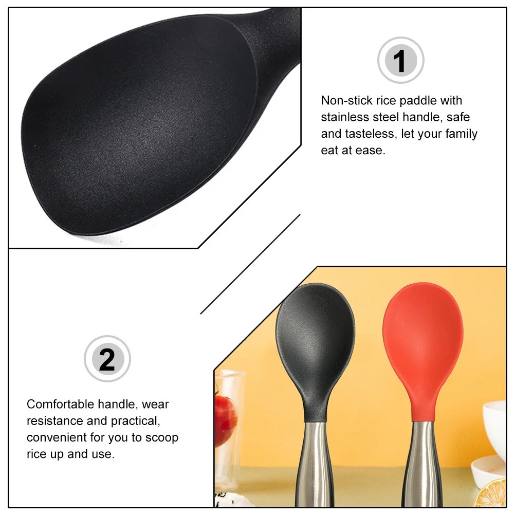 

Rice Serving Spoon Stainless Steel Handle Nonstick Silicone Heat Resistant Easy Clean for Home Cooking Rice Spoon