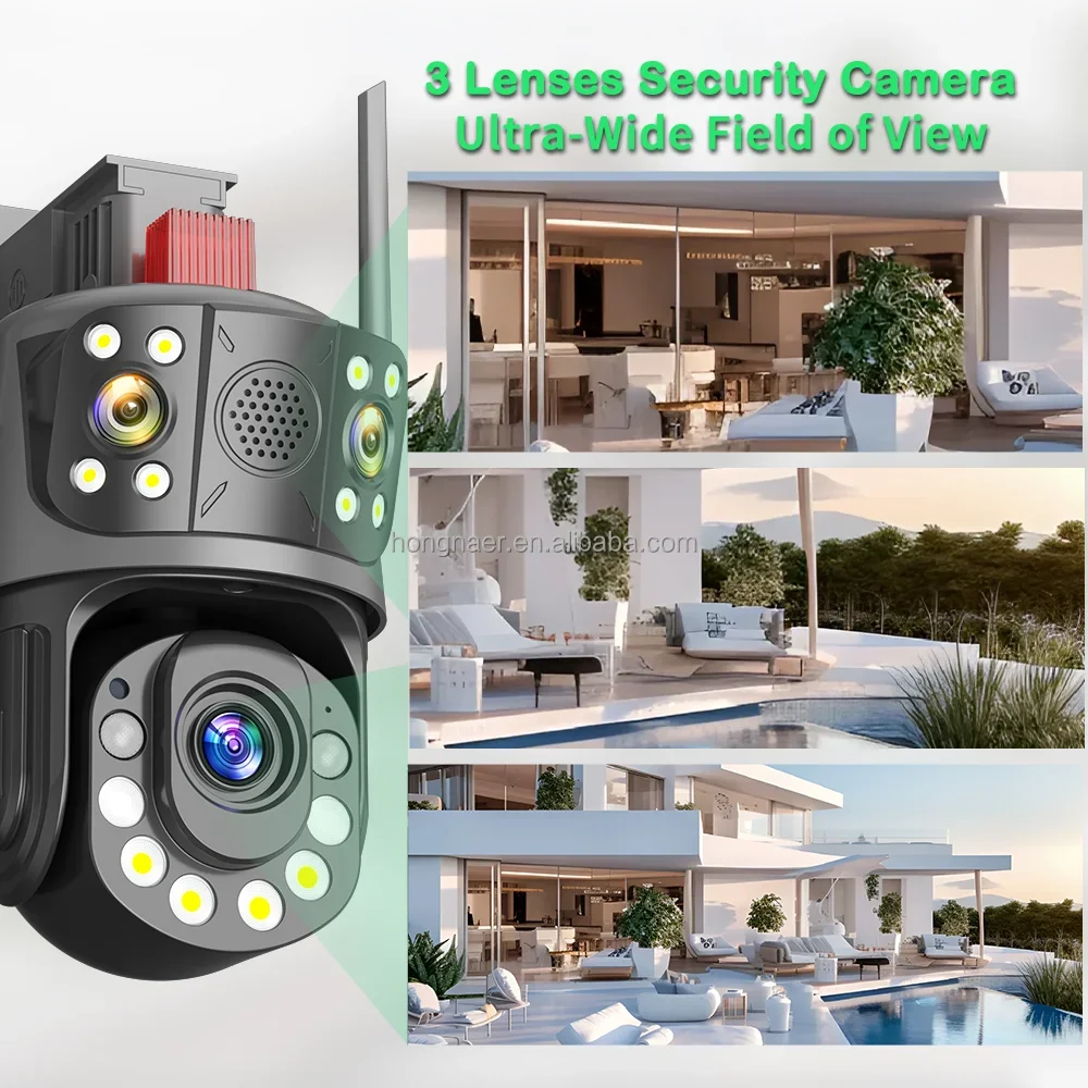 2024 Nuovo 12MP 3 Obiettivo 50X Zoom Wireless WiFi Home Video Sorveglianza CCTV IP PTZ Telecamera 360 6K iCSee Telecamera di Sicurezza WiFi Esterna