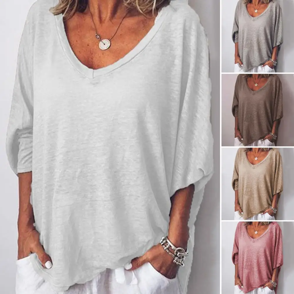 

Женские топы больших размеров: модные туники, блузки с глубоким V-образным вырезом, рубашки с длинным рукавом, свободные пуловеры, однотонные футболки