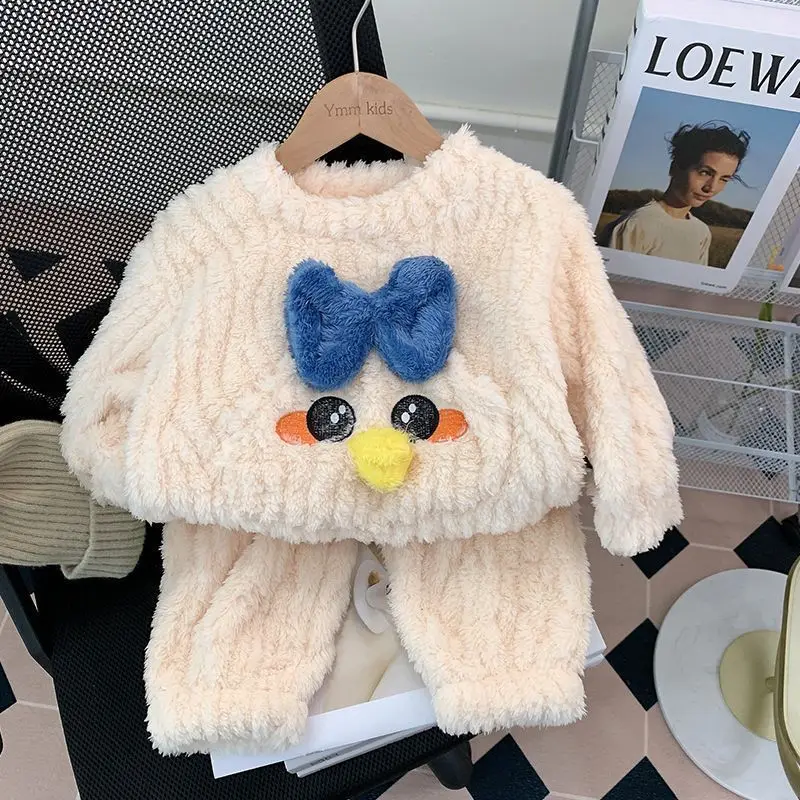 طقم بيجامة من الفلانيل للفتيات، ملابس نوم شتوية من الصوف المرجاني للأميرة للأطفال الصغار والأطفال