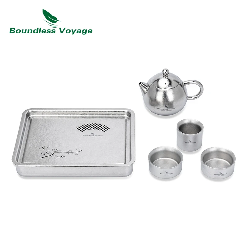Ensemble à thé en titane Boundless Voyage, plateau à thé Gongfu, récipient pour l’eau, plateau à thé portable pour la maison, la voiture, le camping et les voyages.