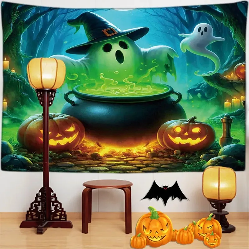 1Pcs Halloween Wall Tapestry Halloween Pumpkin Home Decoration  decoration Wall Hanging  Background Cloth