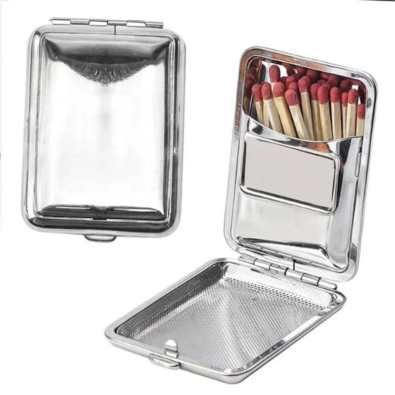 Vintage Matchbox Portable Anti-Pressure Sealed Metal Storage Box Waterproof Match Box Not Included Matches and Wiping Paper
