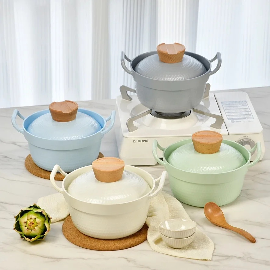 

Enamel Soup Pot Non-stick Instant Noodles Pan with Steamer Household Kitchen Induction Cooker Gas Stove Dual-purpose Enamel Pot