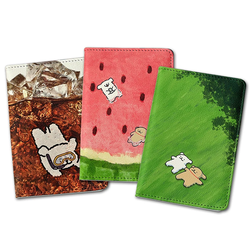 Cute Graffiti Dog Passport Holder Passport Cover Ladies Travel Accessories Portable Ticket Storage Bank Card Passport Wallet