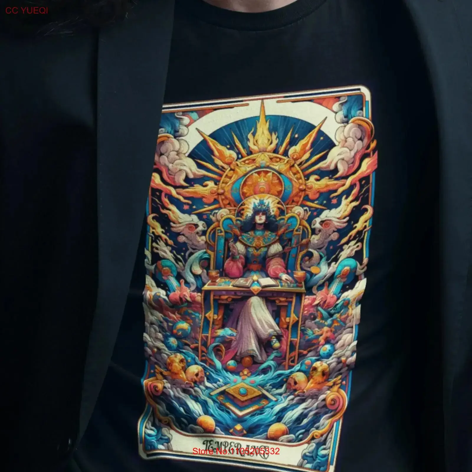 

Футболка с картами Таро, темперамент, мистика, день рождения, Рождество, винтажная стираная растянутая дизайнерская одежда, модная дышащая одежда для дома