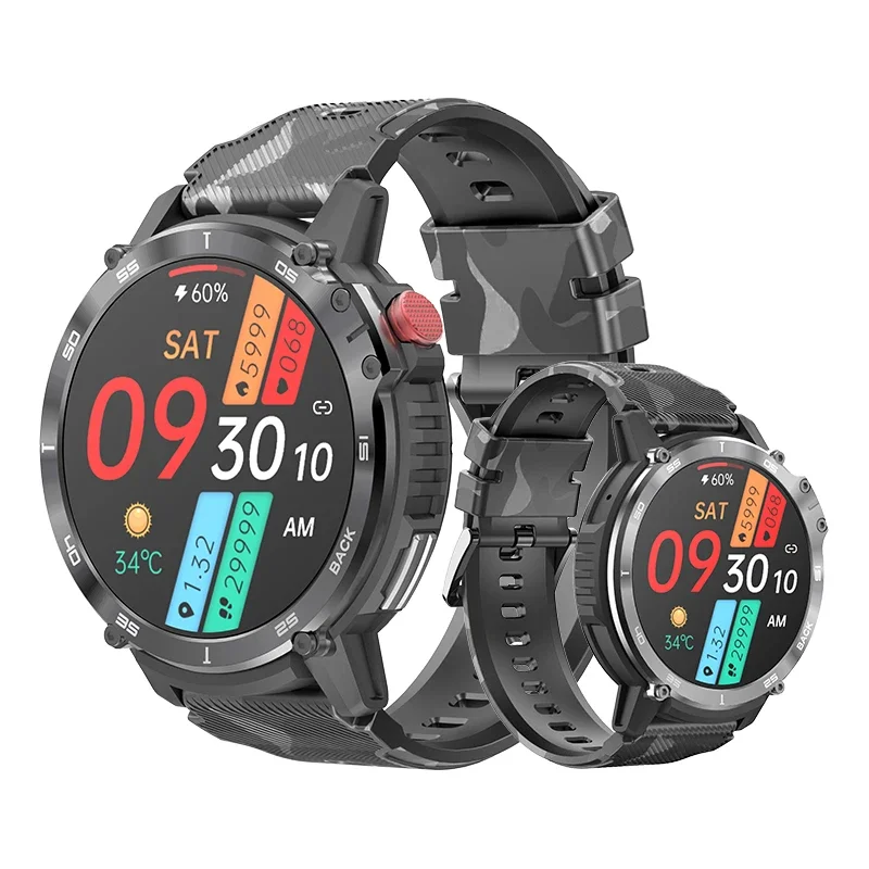 2024 New Military C22 Smartwatch for Men BT Call 4GB ROM Fitness Tracker 3ATM Waterproof Sport Smartwatch for Android IOS Phones