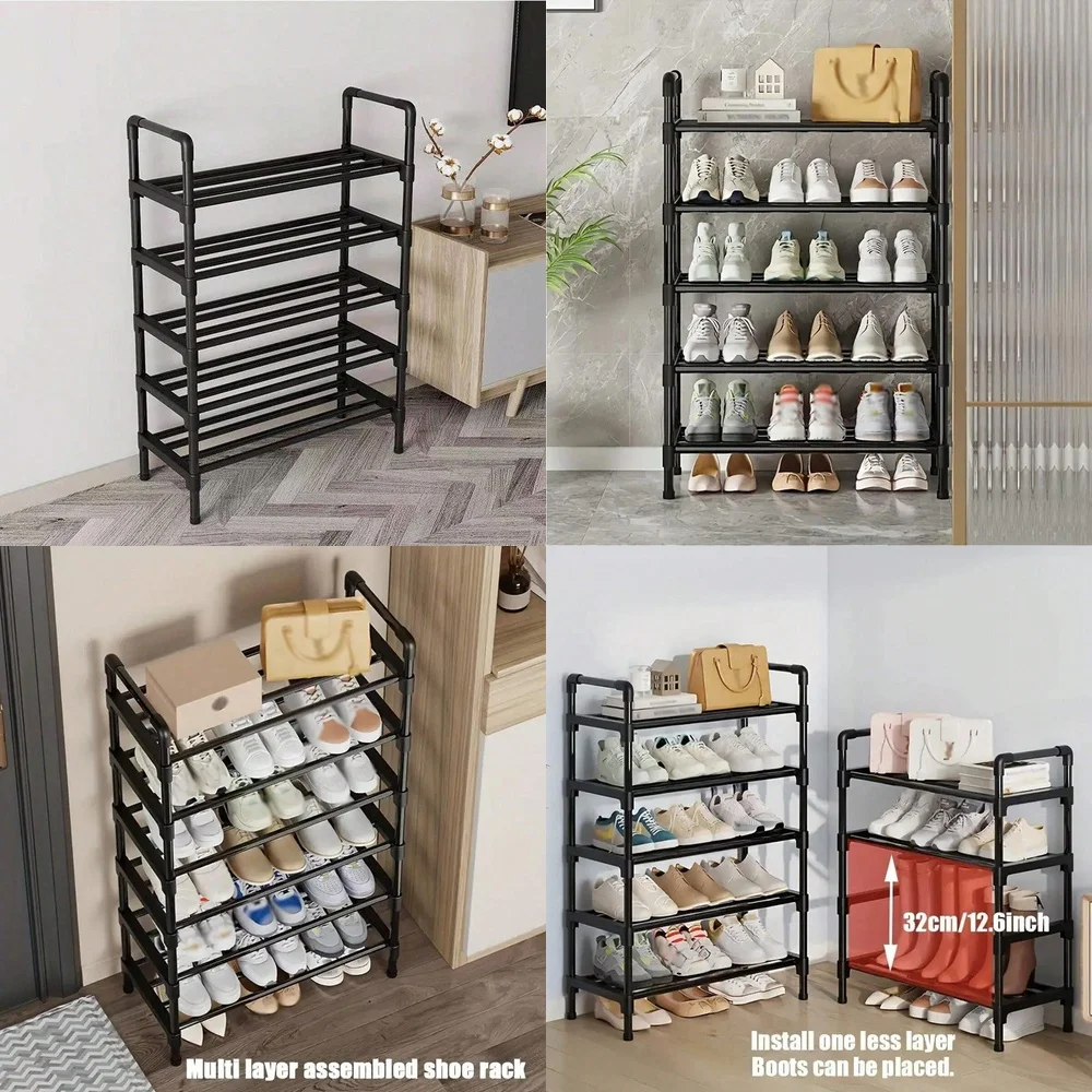 

5 Layer Shoe Rack Black Modern Shoe Storage Stand for Home Office Easy Assembly Durable Shoe Organizer Space Saving Design