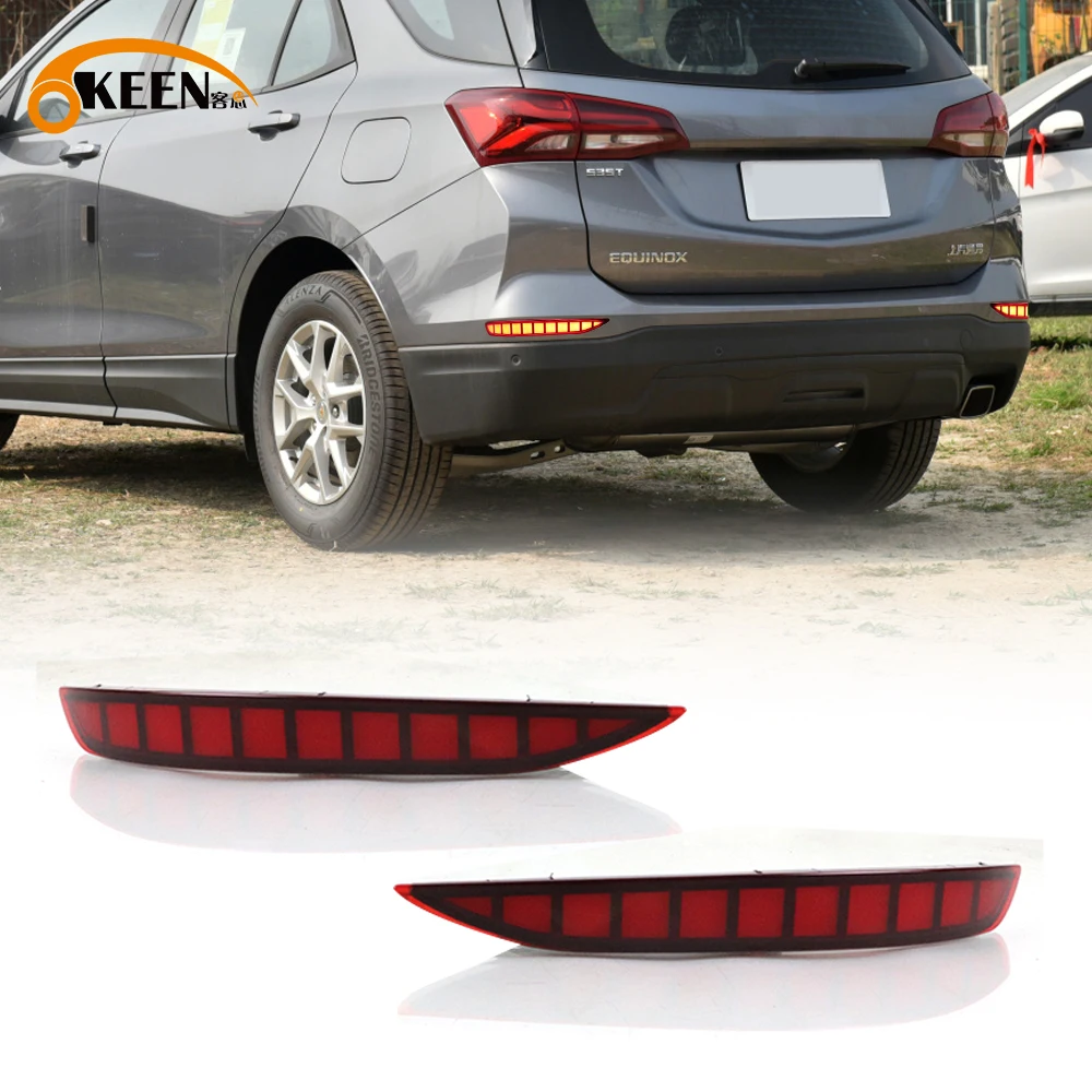 

OKEEN 2pcs LED Rear Bumper Reflector Lights For Chevrolet Equinox 2017 2018 2019 2020 2021 2022 Driving Turn Signal Brake Lights