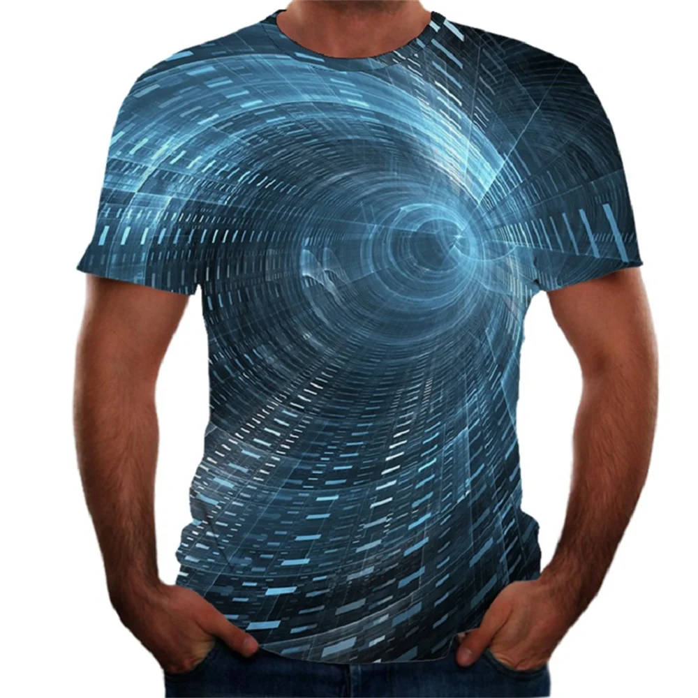 Men\'s T Shirt Optical Illusion Crew Neck Round Neck 3D Print Plus Size Casual Short Sleeve Clothing Apparel Vintage Streetwear