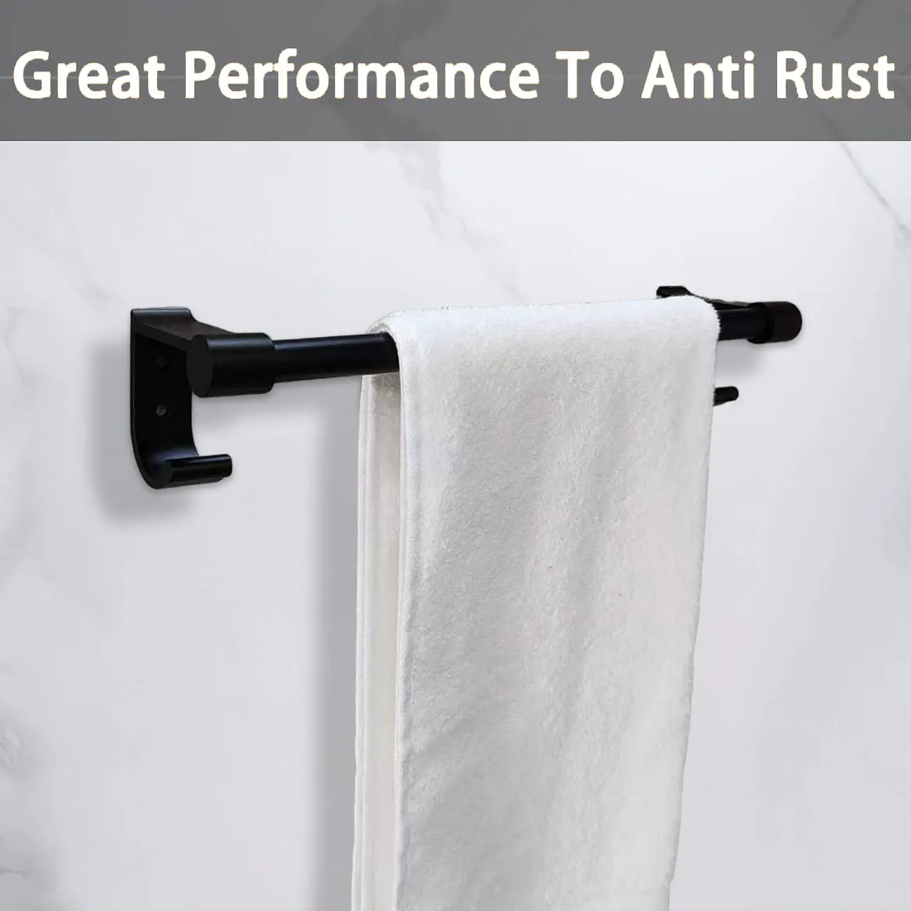 Black/White Minimalist Style Wall Mounted Perforated Installation Single Pole Towel Bar