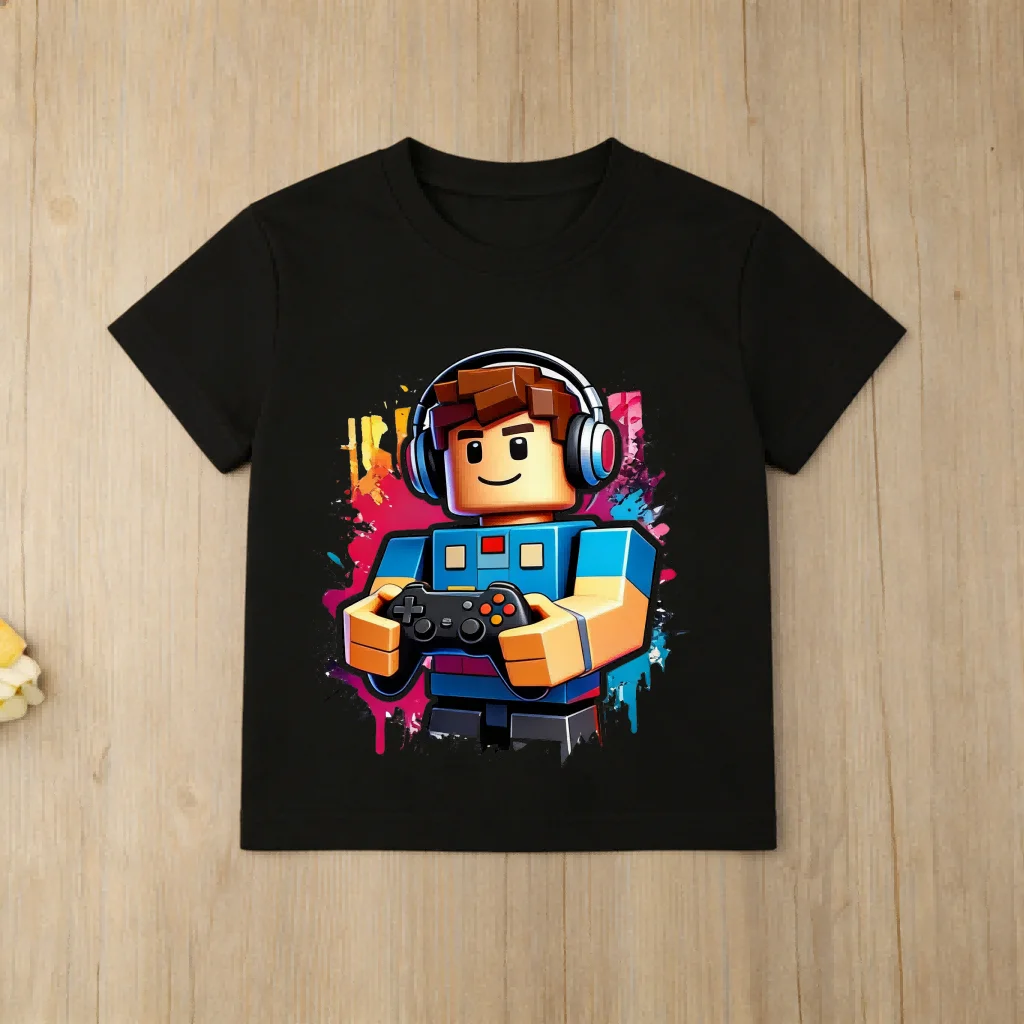 Roblox Sommer-T-Shirt für Kinder, niedliches Gamer-T-Shirt mit Haustier-Print, lässiges Oberteil aus atmungsaktiver Baumwolle für Jungen und Mädchen, Geschenk